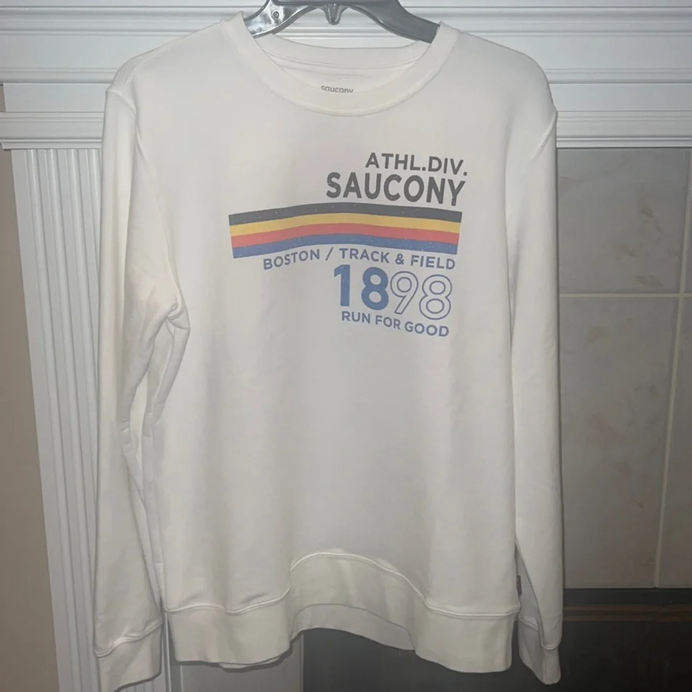 Saucony Large White New Cozy Sweatshirt - Picture 1 of 5